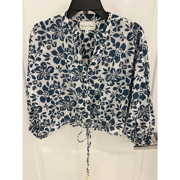 Cara Cara Perrin Blouse Top Blue Floral Printed Size MEDIUM - Picture 1 of 7